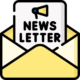 Immagine di una busta da lettera con foglietto con su scritto news letter